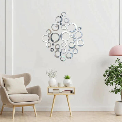 3D Ring 42 Silver Acrylic Mirror Wall Decor