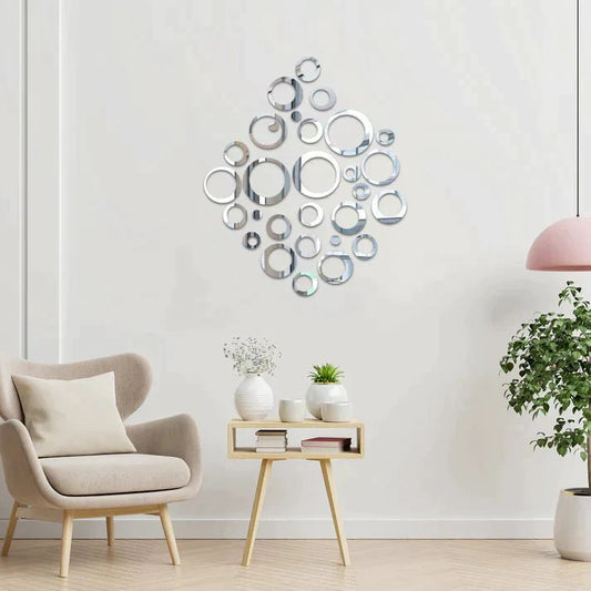 3D Ring 42 Silver Acrylic Mirror Wall Decor