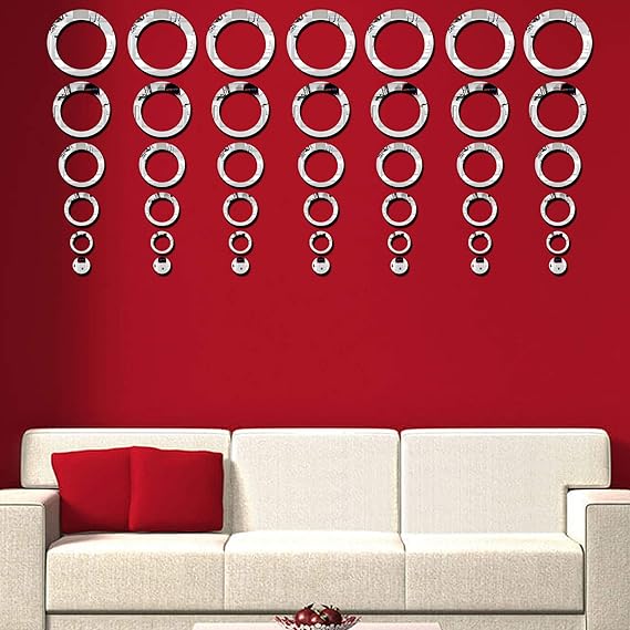 3D Ring 42 Silver Acrylic Mirror Wall Decor