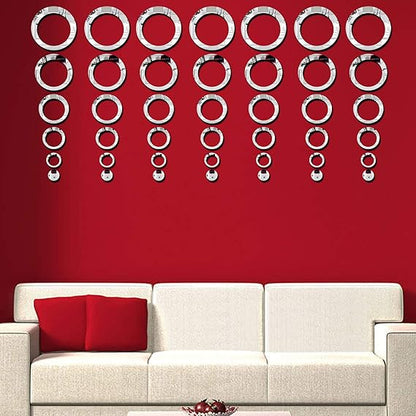 3D Ring 42 Silver Acrylic Mirror Wall Decor