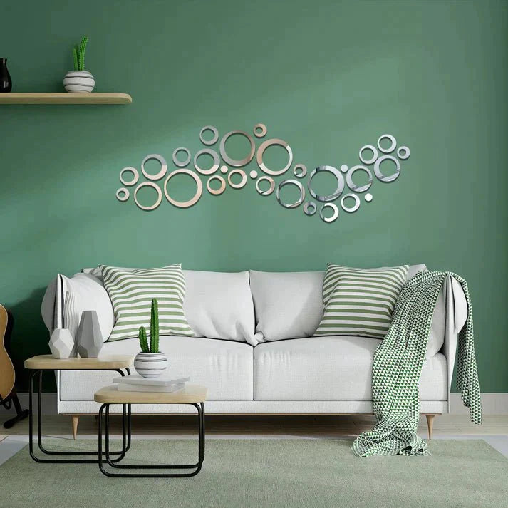 3D Ring 42 Silver Acrylic Mirror Wall Decor