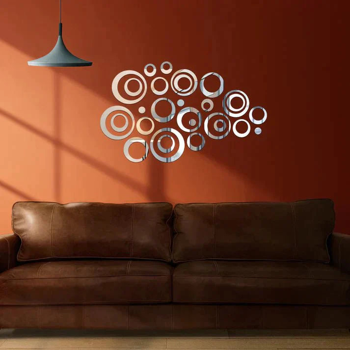 3D Ring 42 Silver Acrylic Mirror Wall Decor
