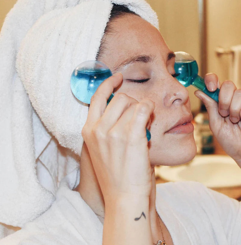 Facial Ice Roller Globes – Cooling Glass Face Massage Globes for Depuffing, Skin Tightening & Radiant Skin