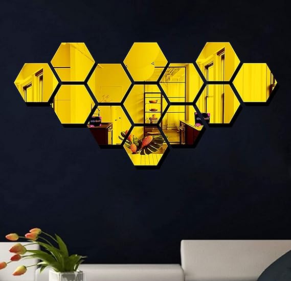 Hexagon Style Acrylic Mirror Wall Decor