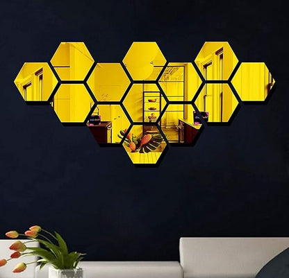 Hexagon Style Acrylic Mirror Wall Decor