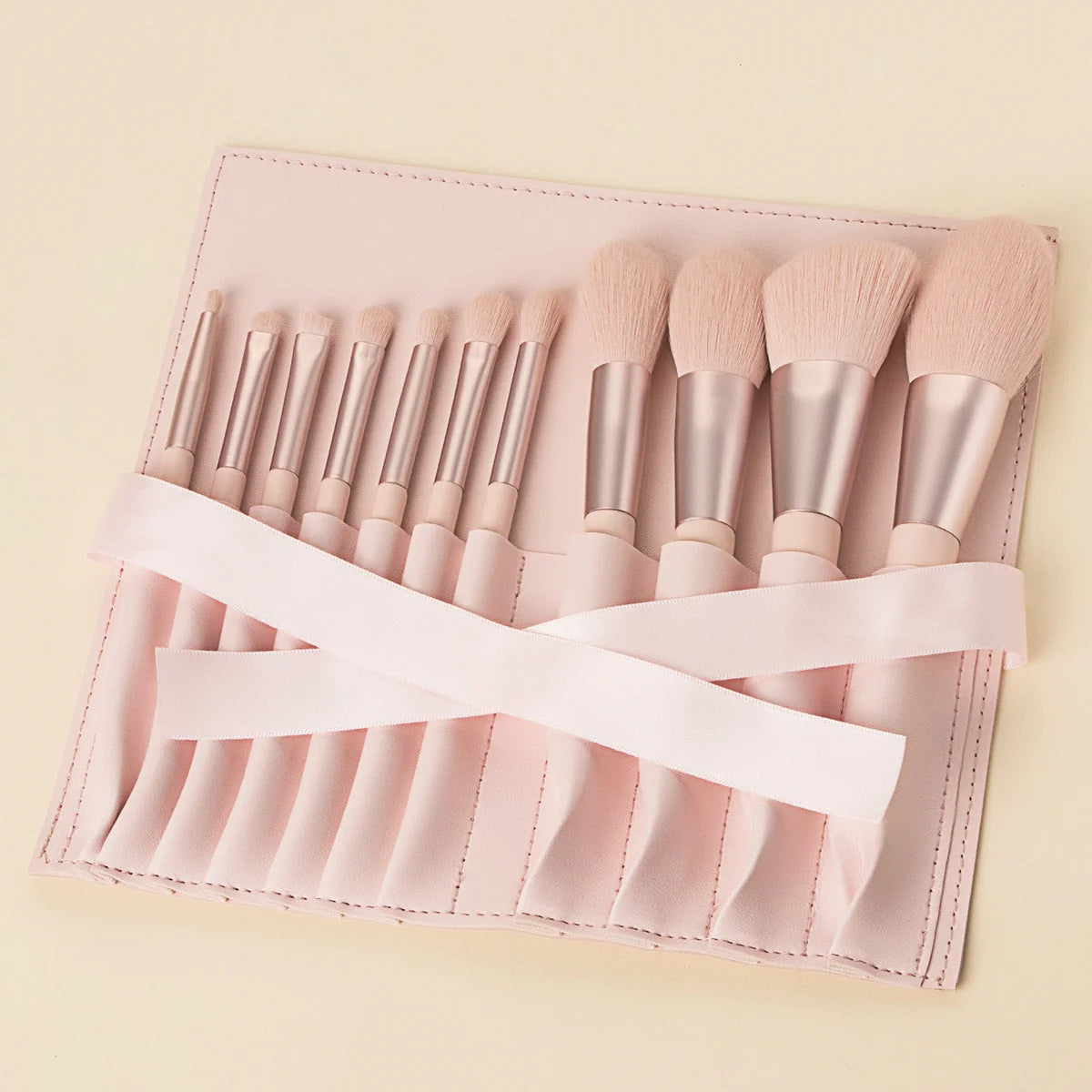 11-Piece Professional Makeup Brush Set with Ribbon Storage Bag