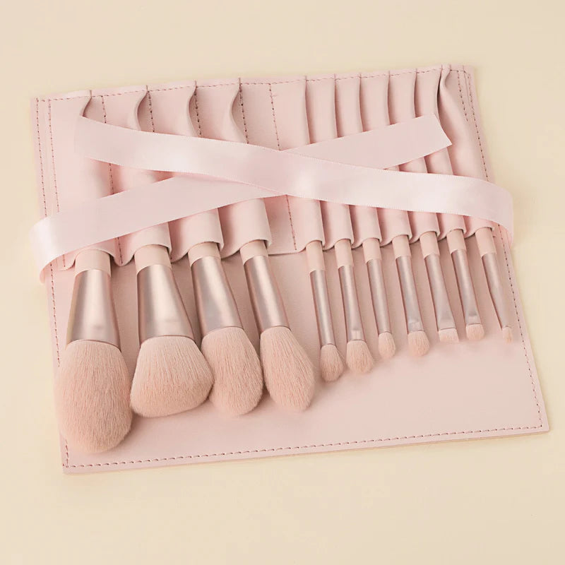 11-Piece Professional Makeup Brush Set with Ribbon Storage Bag