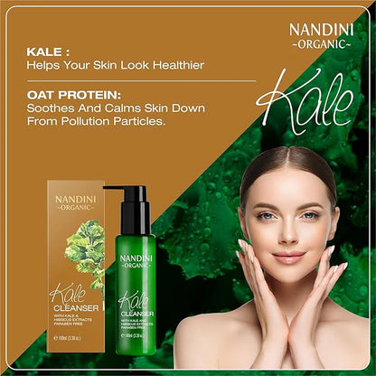 Nandini Organic Kale Cleanser – Gentle Face Cleanser with Kale & Hibiscus Extracts (100ml)