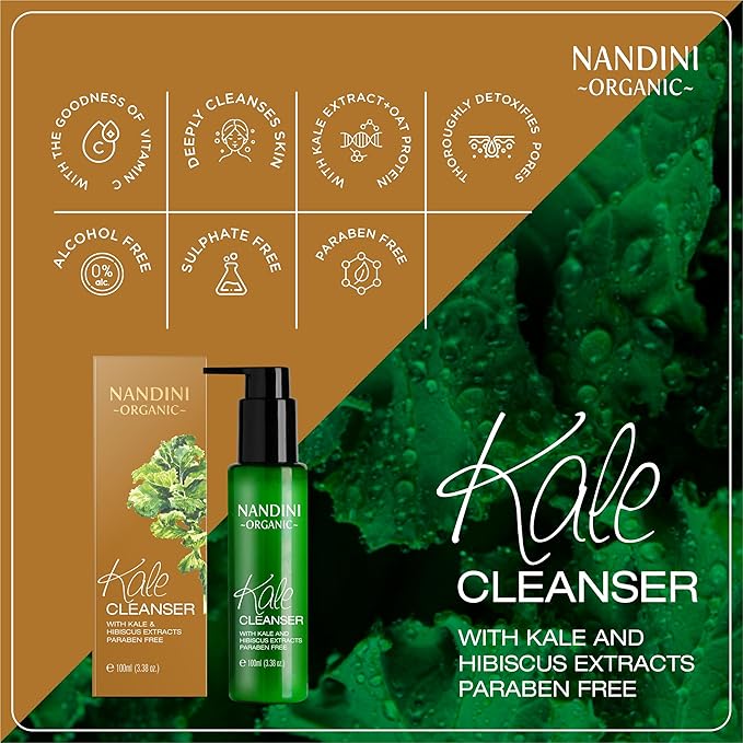 Nandini Organic Kale Cleanser – Gentle Face Cleanser with Kale & Hibiscus Extracts (100ml)